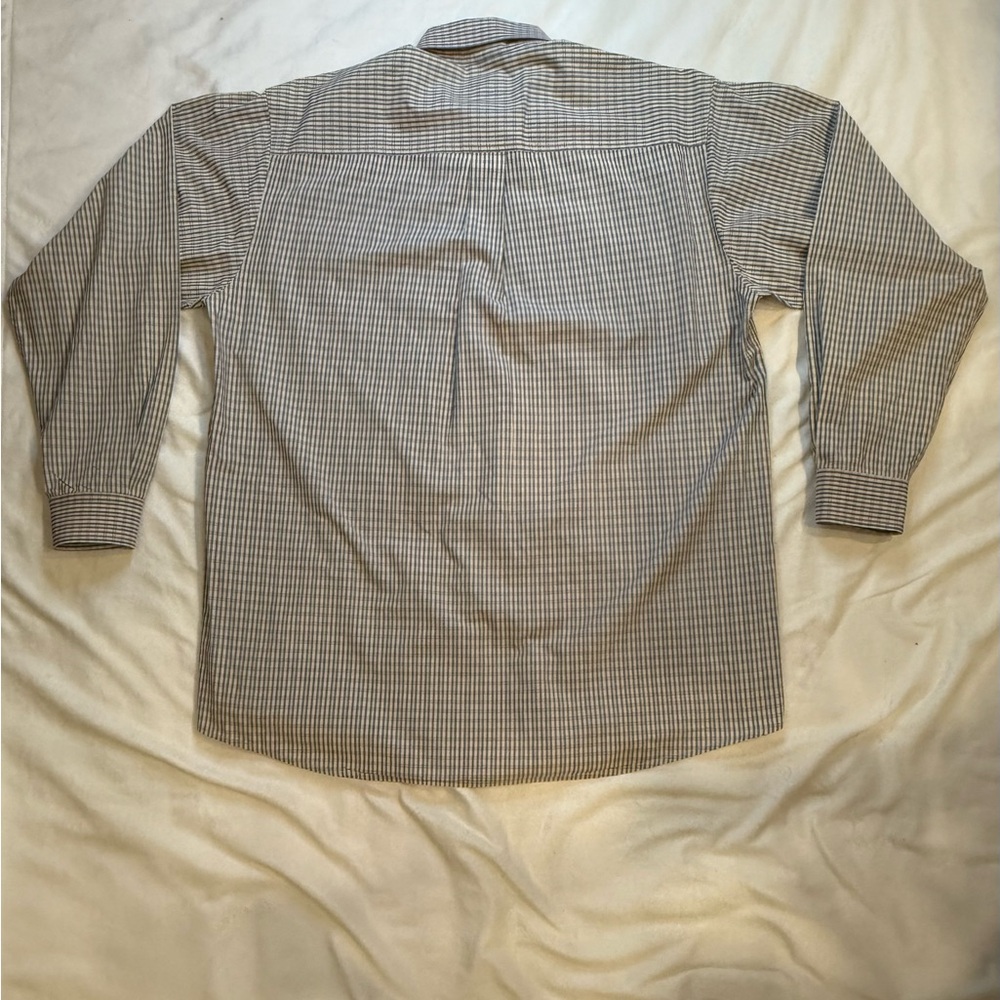 Cinch Men's Tan and Blue Striped Button Down Shirt - Picture 5 of 5